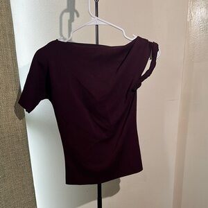 Khy Top Womens S Burgundy Asymmetric One Shoulder Minimalist Chic Modern